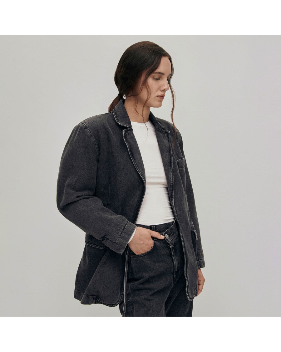 Alohas Sandra Black Denim Jacket