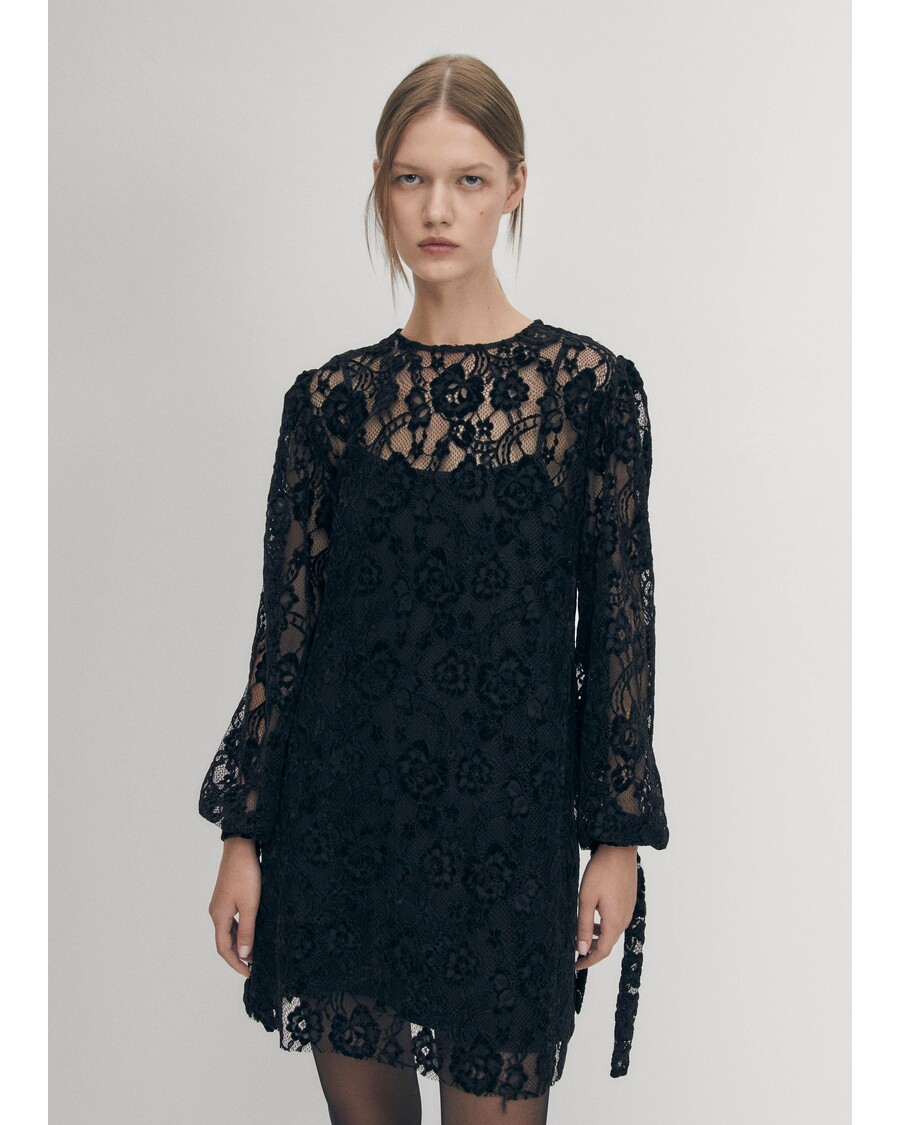 Alohas Dablon Lace Black Dress