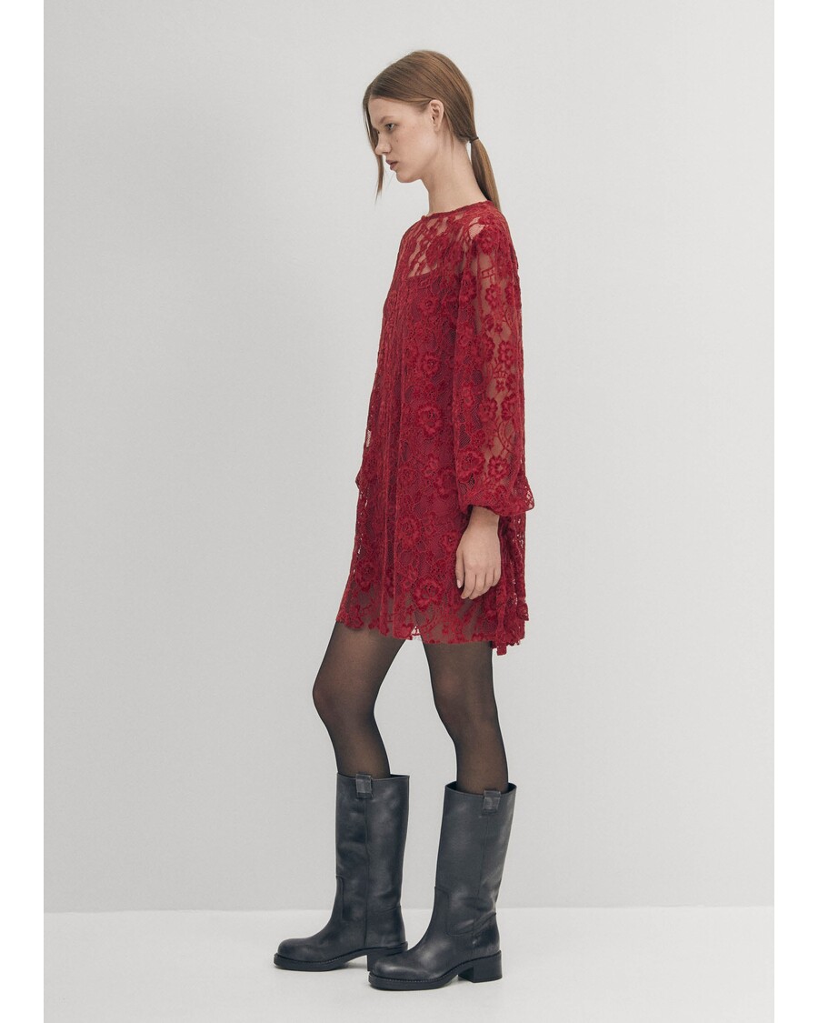 Alohas Dablon Nėrinių Vyno Suknelė