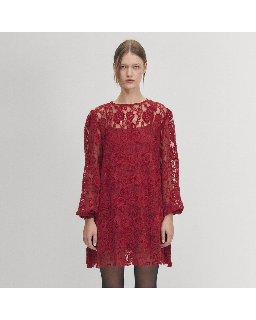 Alohas Dablon Nėrinių Vyno Suknelė