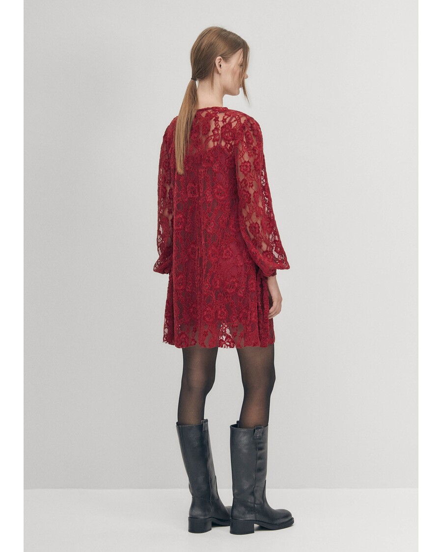 Alohas Dablon Nėrinių Vyno Suknelė