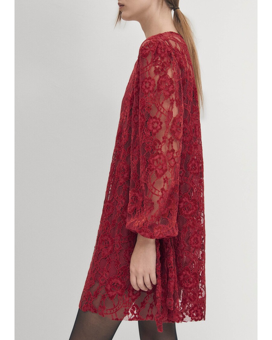 Alohas Dablon Nėrinių Vyno Suknelė