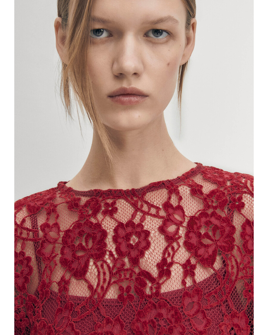 Alohas Dablon Nėrinių Vyno Suknelė