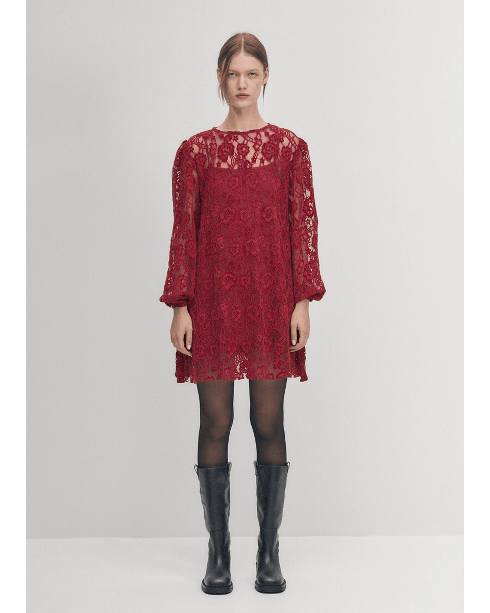 Alohas Dablon Lace Wine Dress
