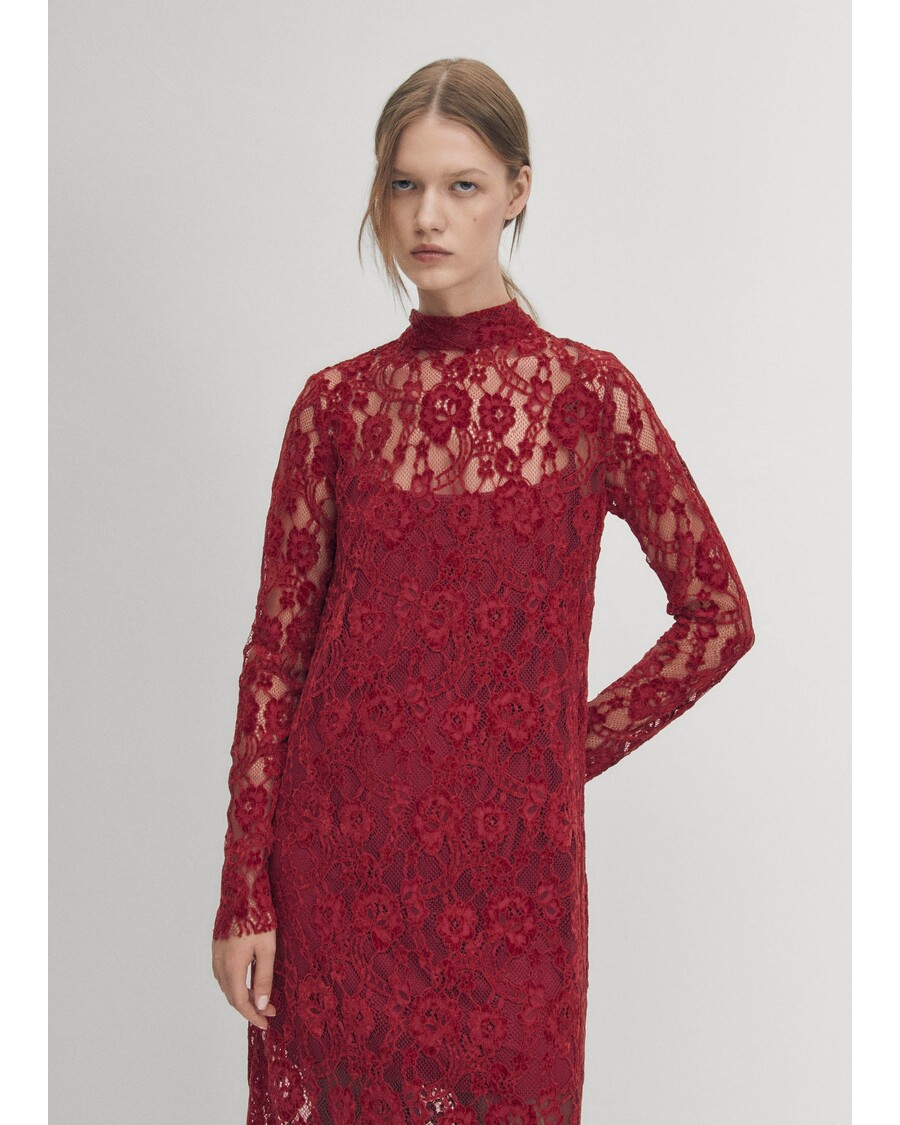 Alohas Tiban Lace Wine Dress