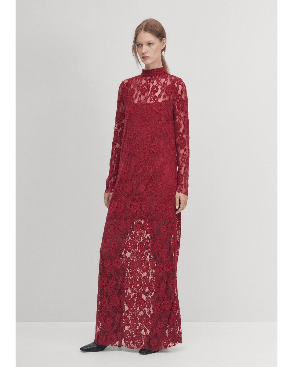 Alohas Tiban Lace Wine Dress