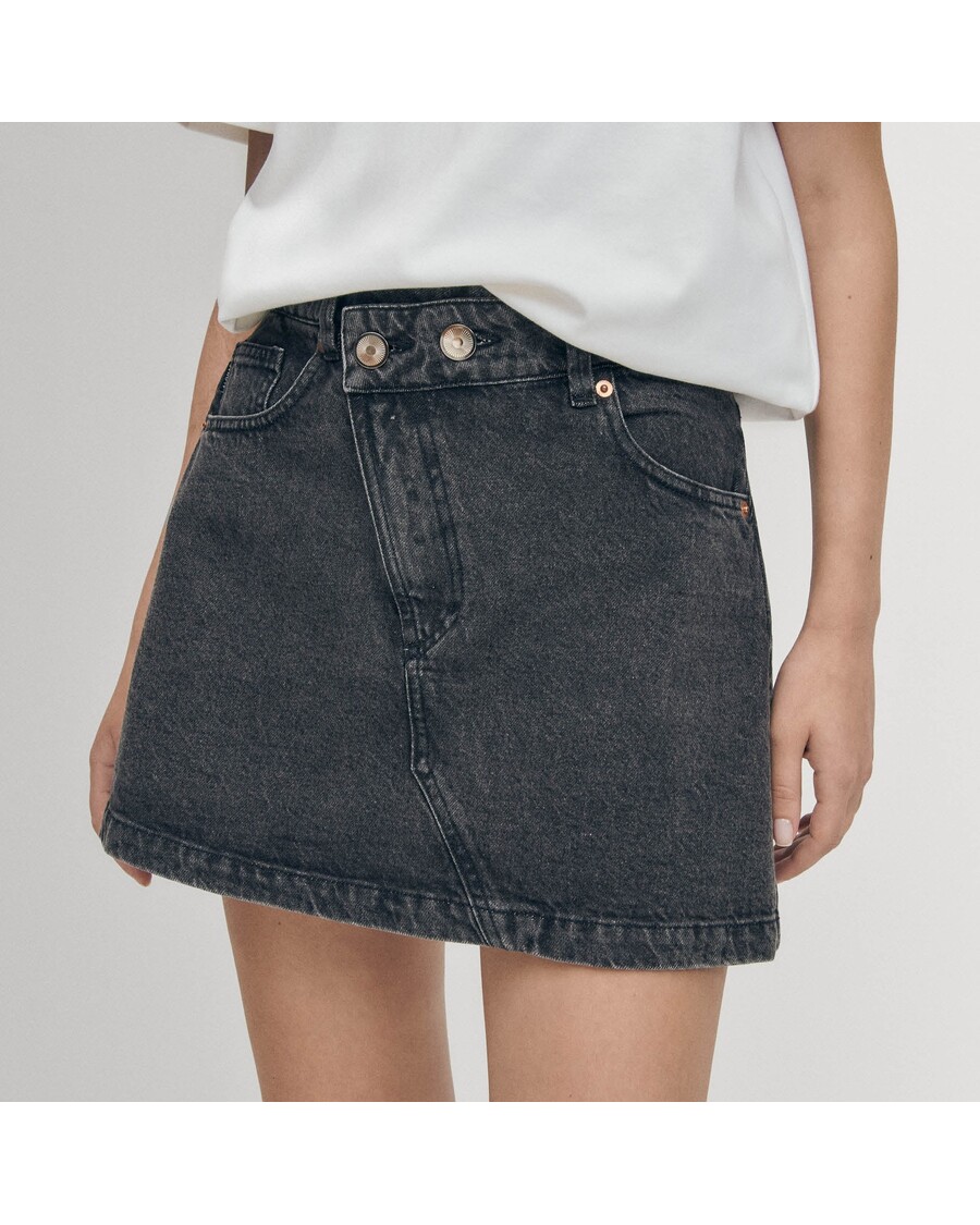 Alohas Boston Black Denim Skirt
