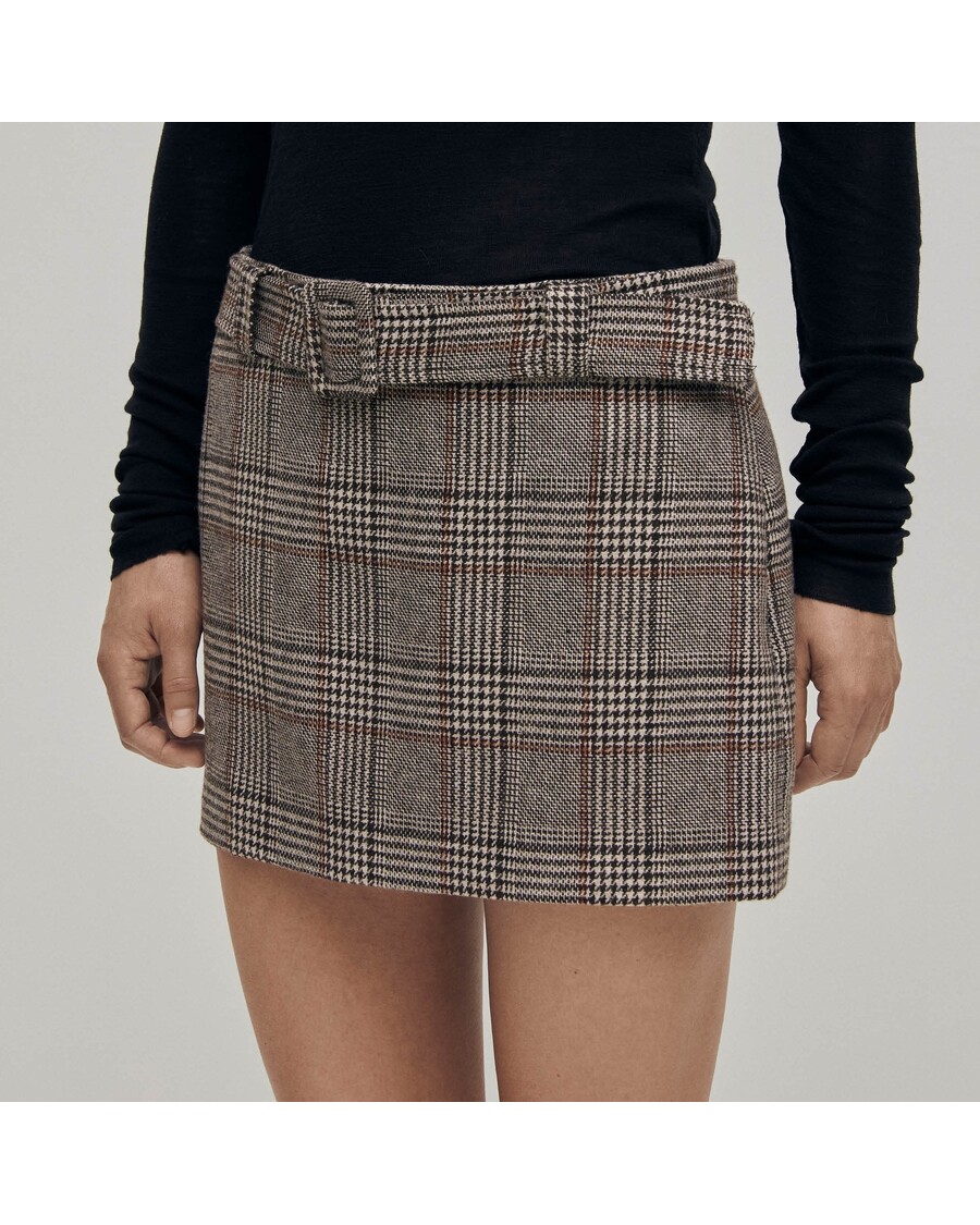Alohas Shibuya Checks Brown Skirt