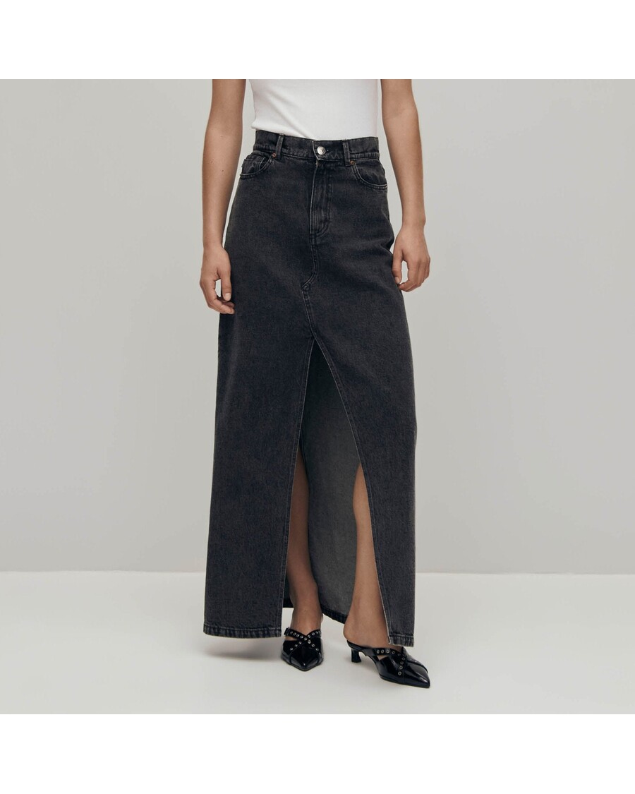 Alohas Mariana Black Denim Skirt