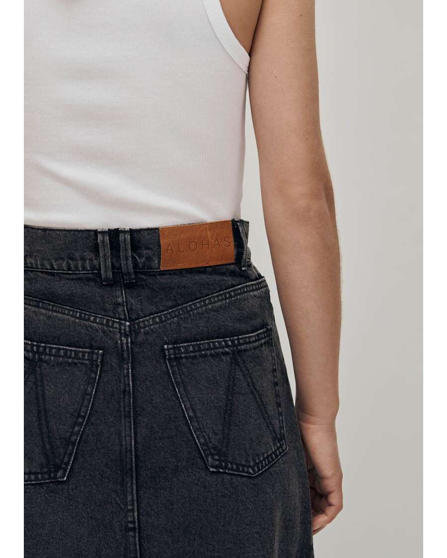 Alohas Mariana Black Denim Skirt
