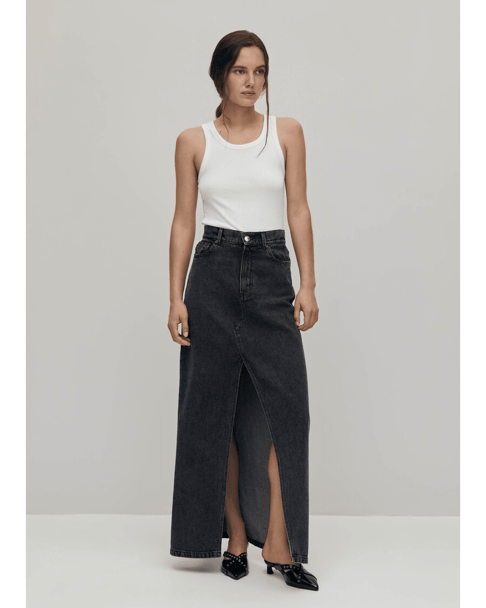 Alohas Mariana Black Denim Skirt