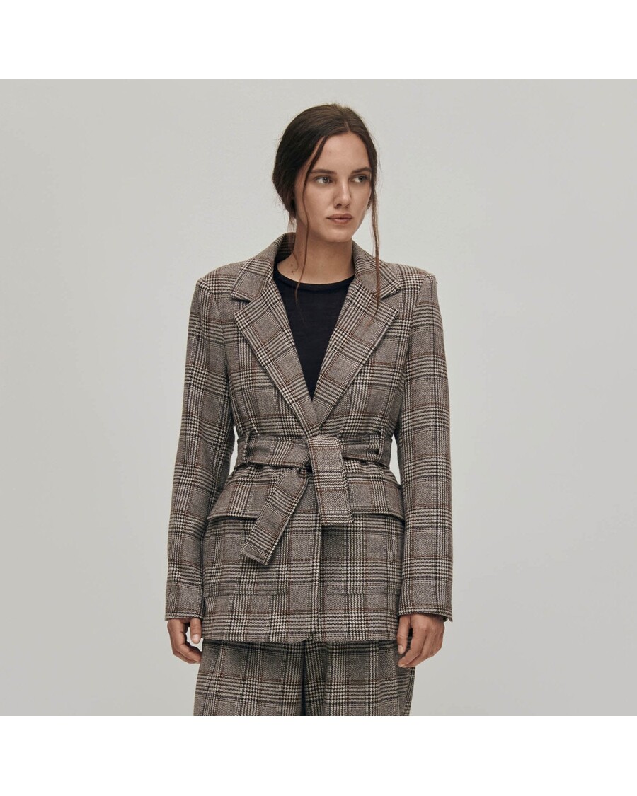 Alohas Nagano Karierter Brauner Blazer