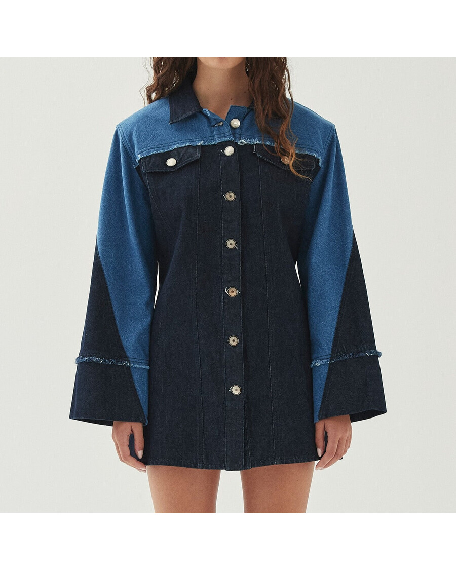 Alohas Veden Bicolor Indigo Denim Dress