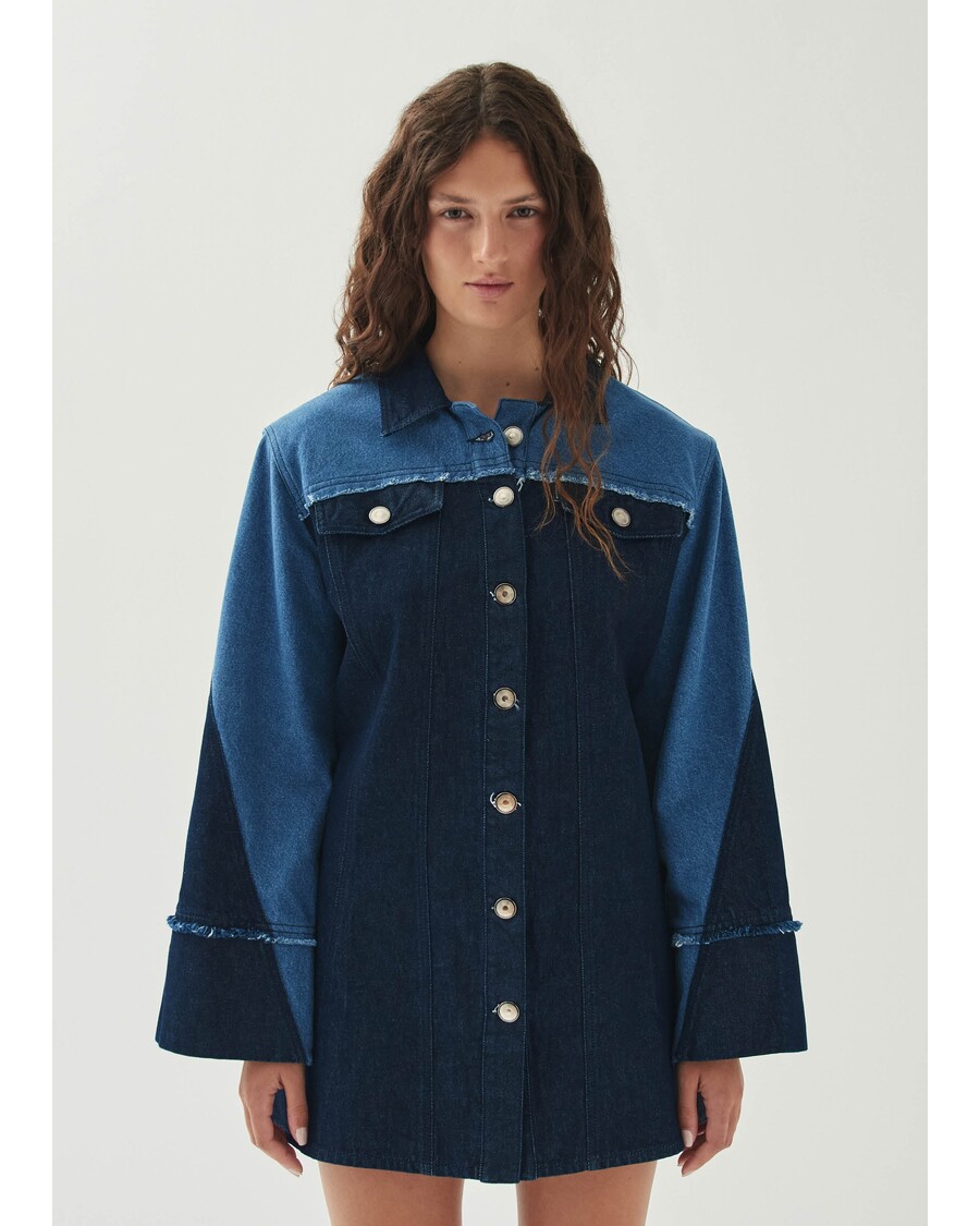 Alohas Veden Bicolor Indigo Denim Dress