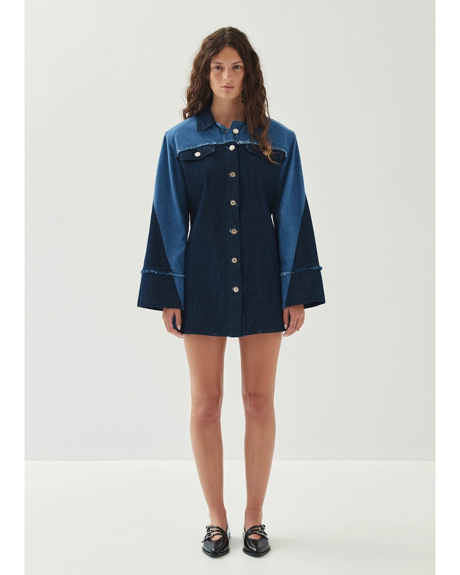 Alohas Veden Bicolor Indigo Denim Dress