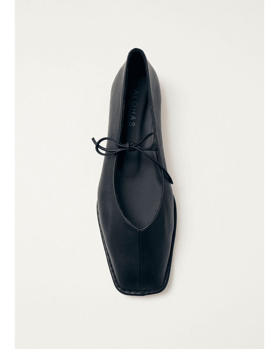 Alohas Ljuljaju Crne Kožne Baletanke