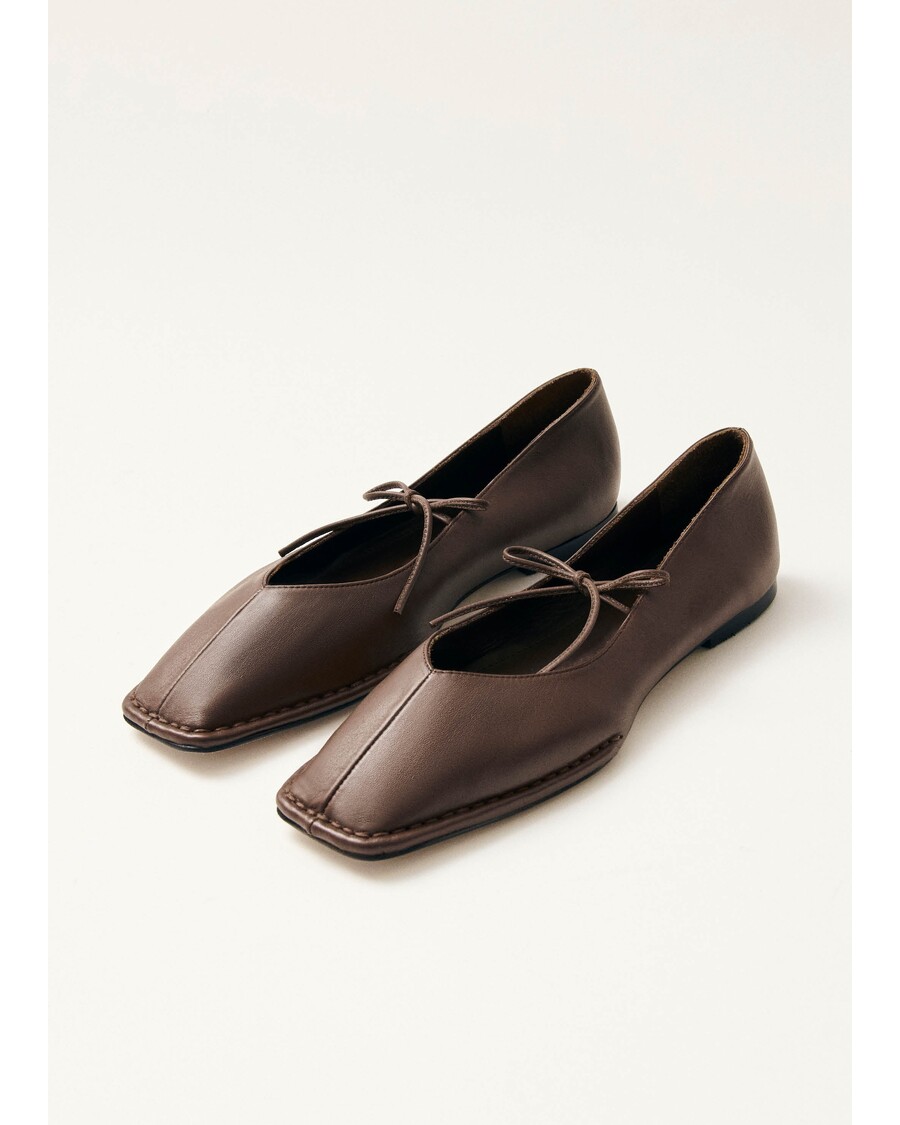 Alohas Sway Chestnut Brown Leather Ballet Flats