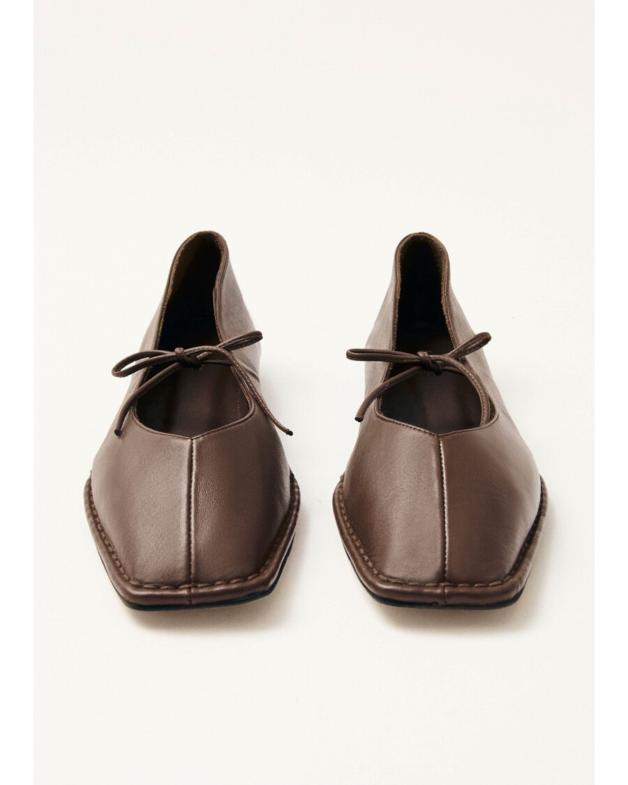Alohas Sway Chestnut Brown Leather Ballet Flats