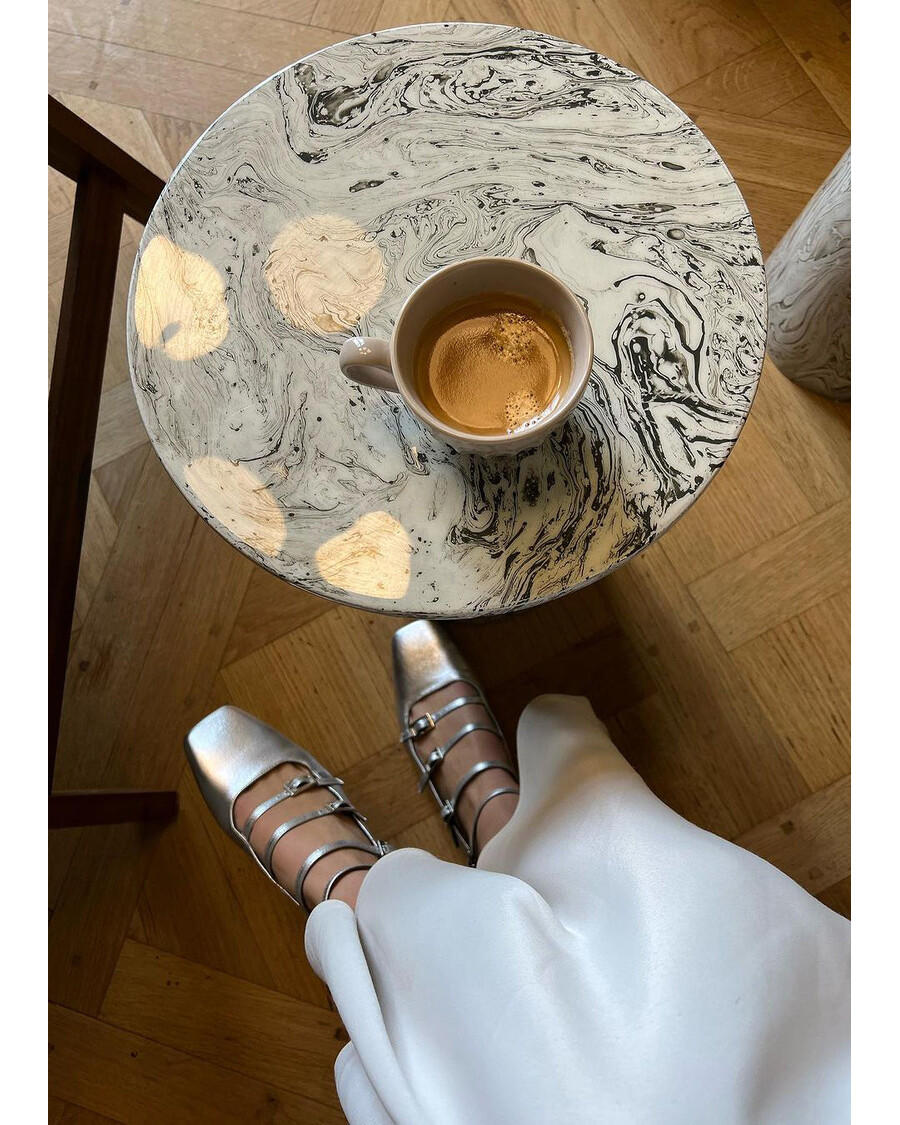 Alohas Luke Shimmer Silver Leather Ballet Flats