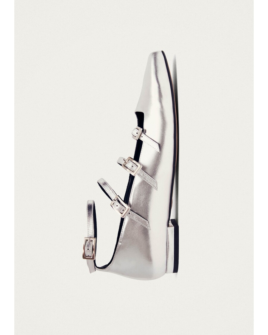 Alohas Luke Shimmer Silver Leather Ballet Flats