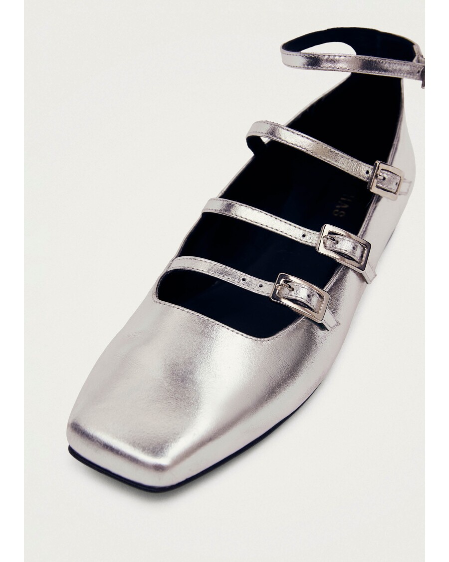 Alohas Luke Shimmer Silver Leather Ballet Flats