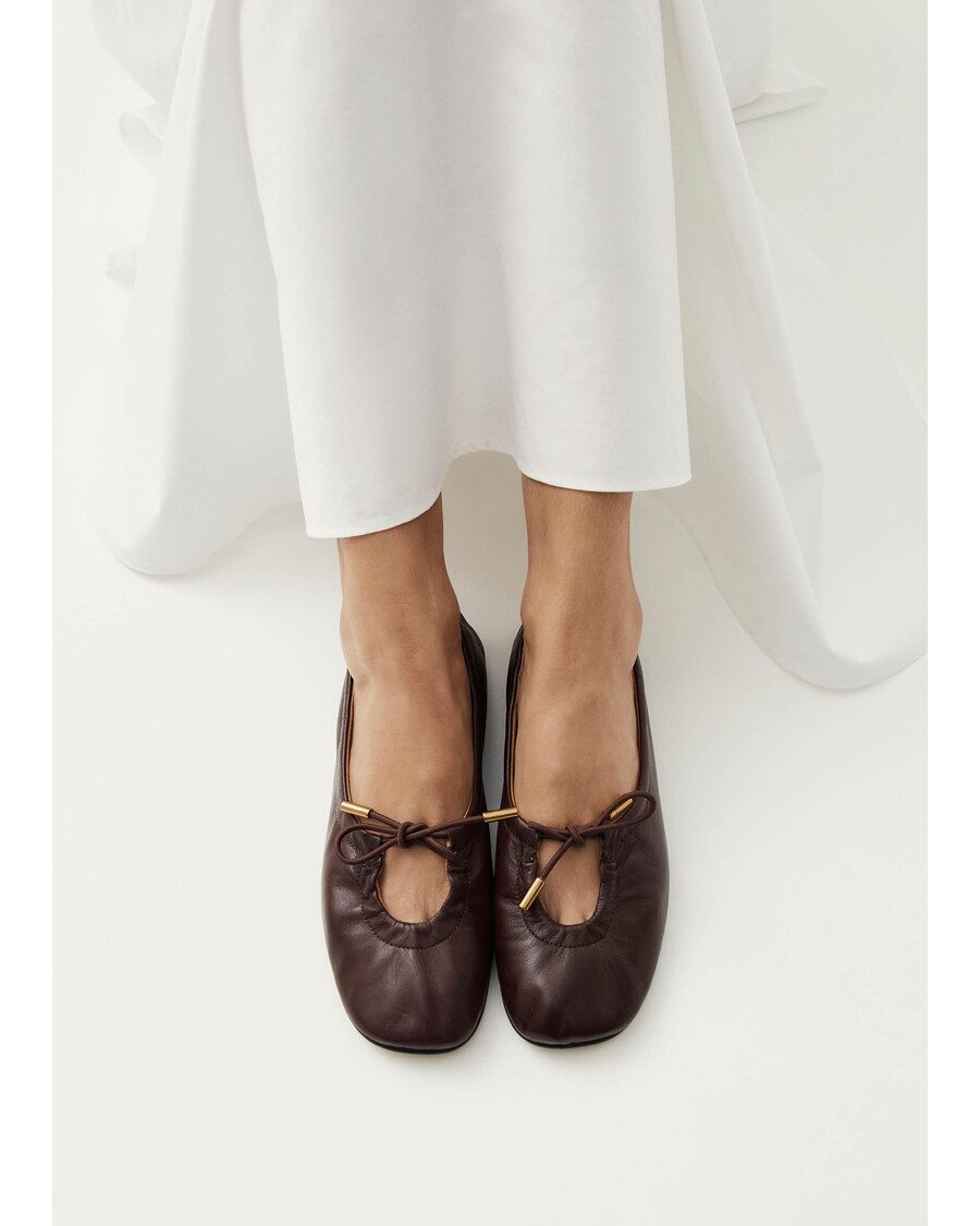 Alohas Rosalind Brown Leather Ballet Flats