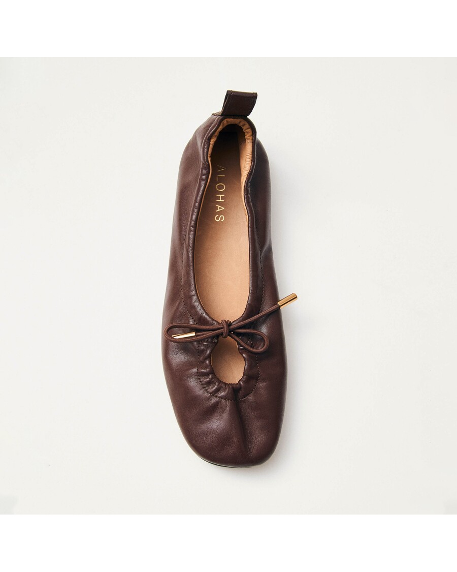 Alohas Rosalind Brown Leather Ballet Flats