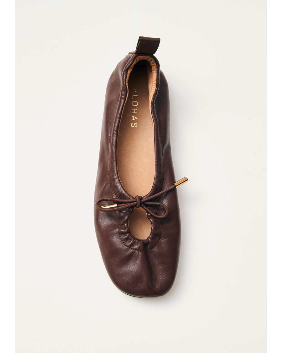Alohas Rosalind Brown Leather Ballet Flats