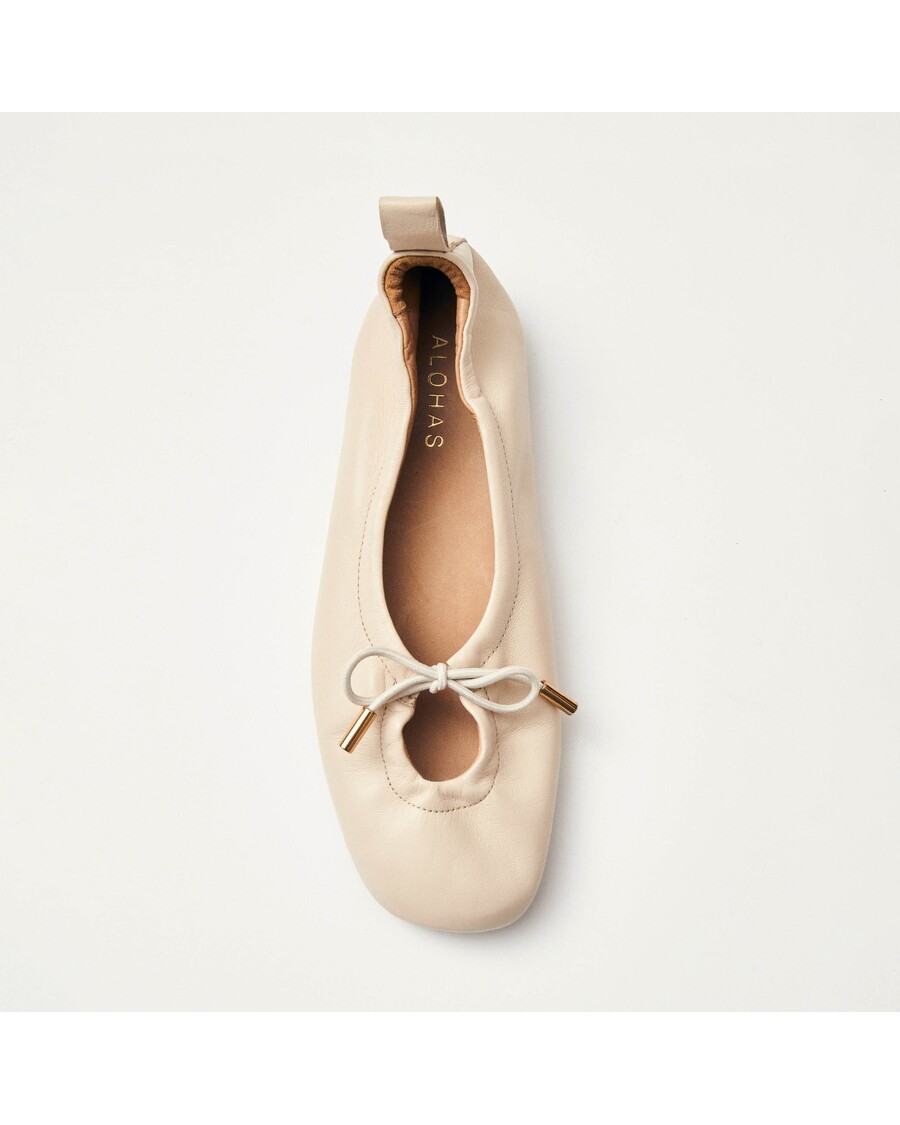 Alohas Rosalind Cream Leather Ballet Flats