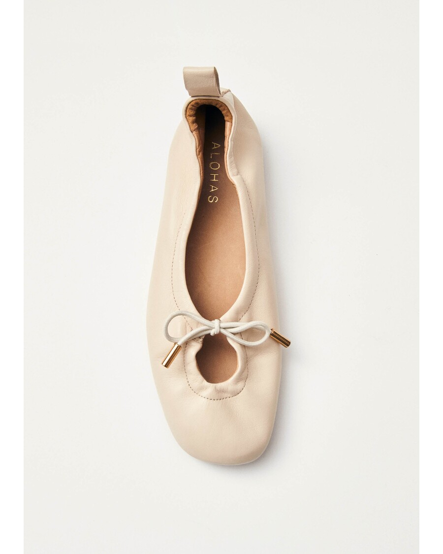Alohas Rosalind Cream Leather Ballet Flats