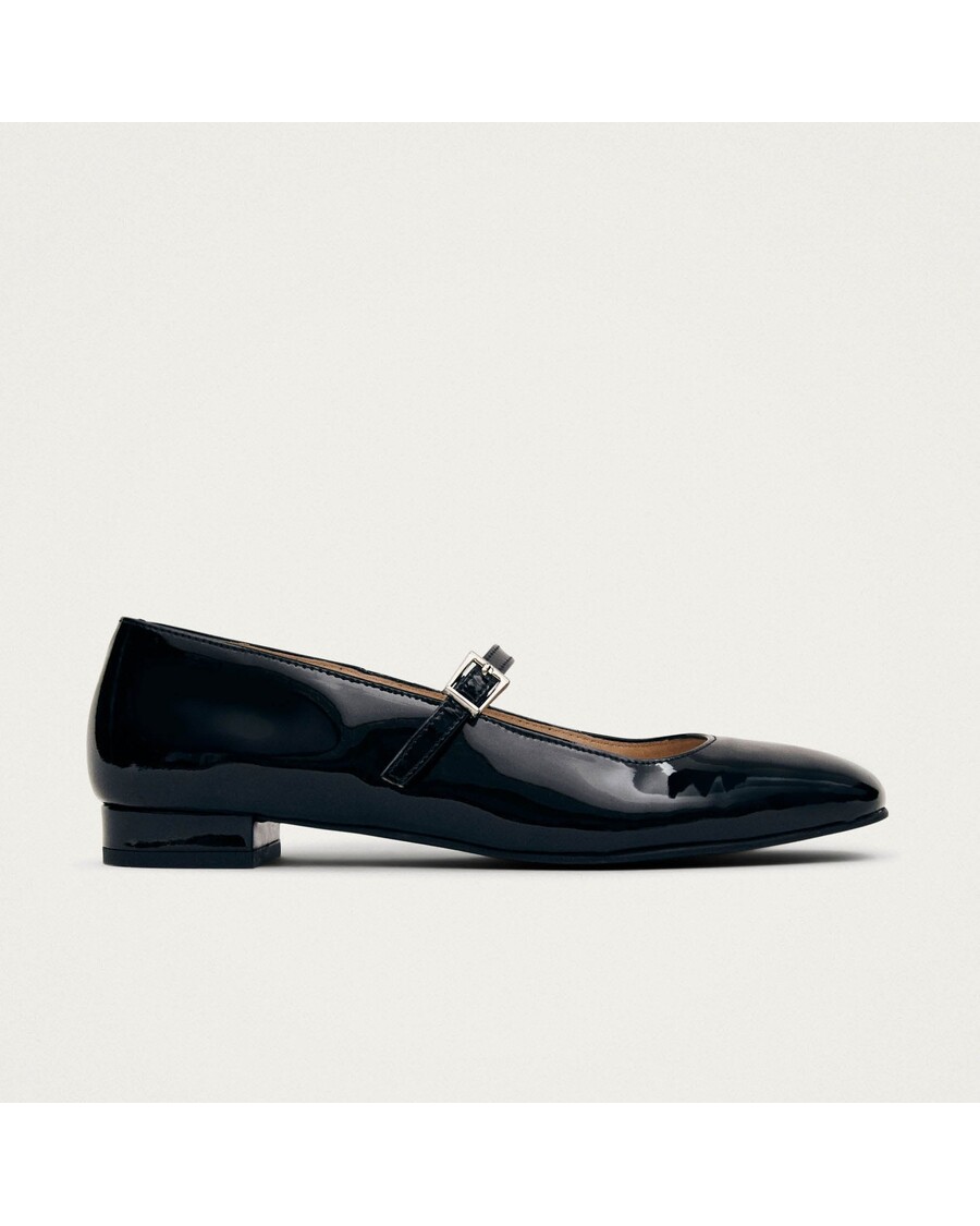 Alohas Por Do Sol Onix Black Leather Ballet Flats