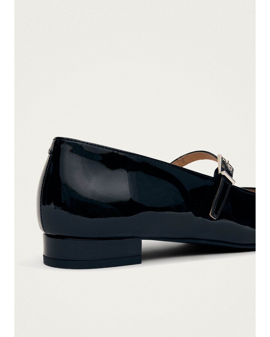 Alohas Por Do Sol Onix Black Leather Ballet Flats