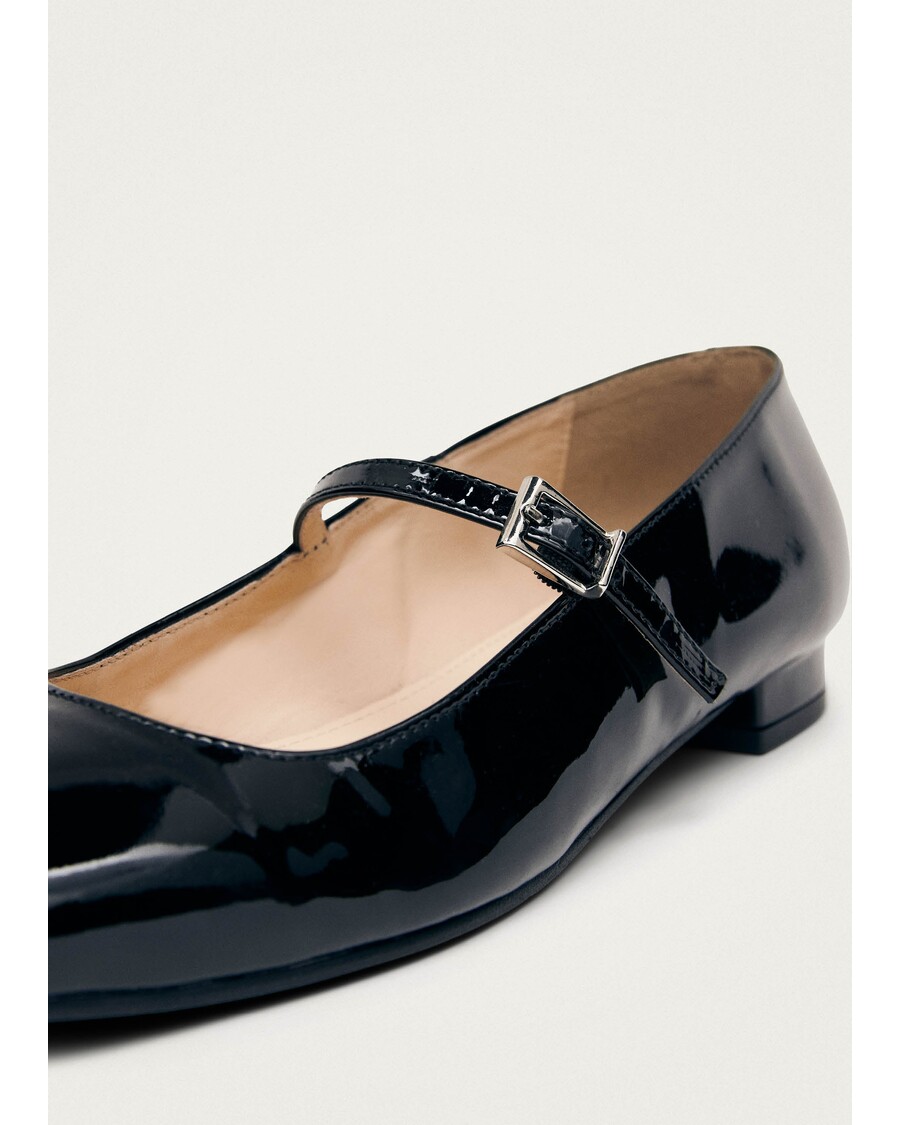 Alohas Por Do Sol Onix Black Leather Ballet Flats