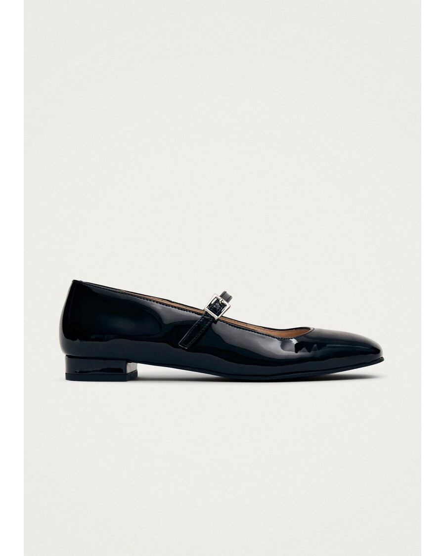 Alohas Por Do Sol Onix Black Leather Ballet Flats