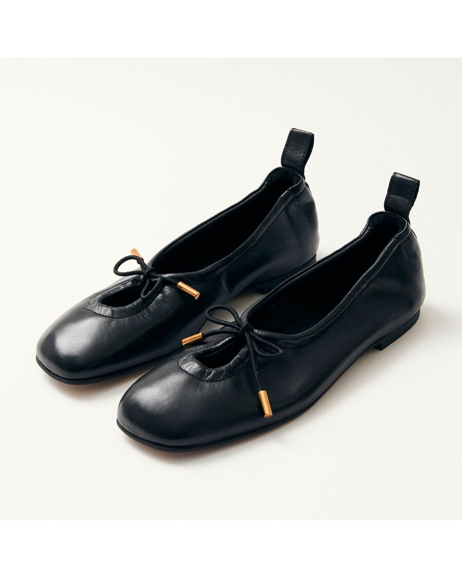Alohas Rosalind Black Leather Ballet Flats