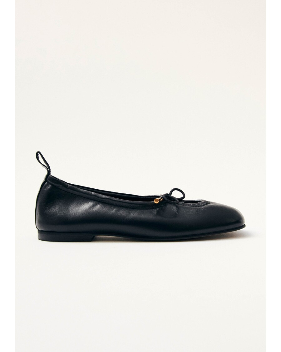 Alohas Rosalind Black Leather Ballet Flats