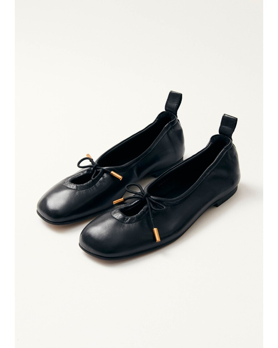 Alohas Rosalind Black Leather Ballet Flats