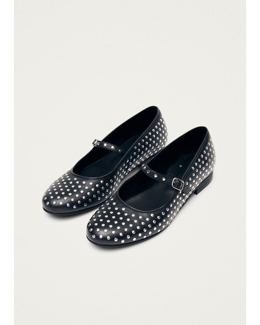 Alohas Lucien Black Leather Ballet Flats