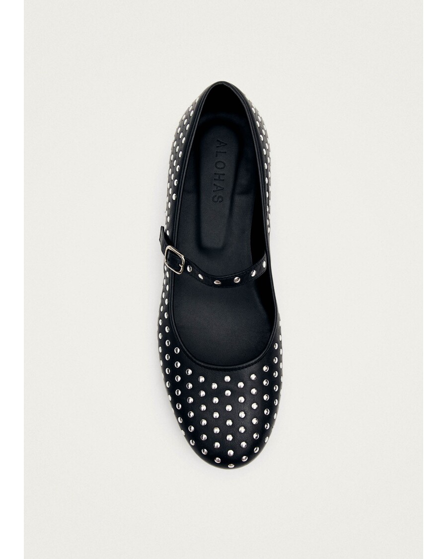 Alohas Lucien Black Leather Ballet Flats