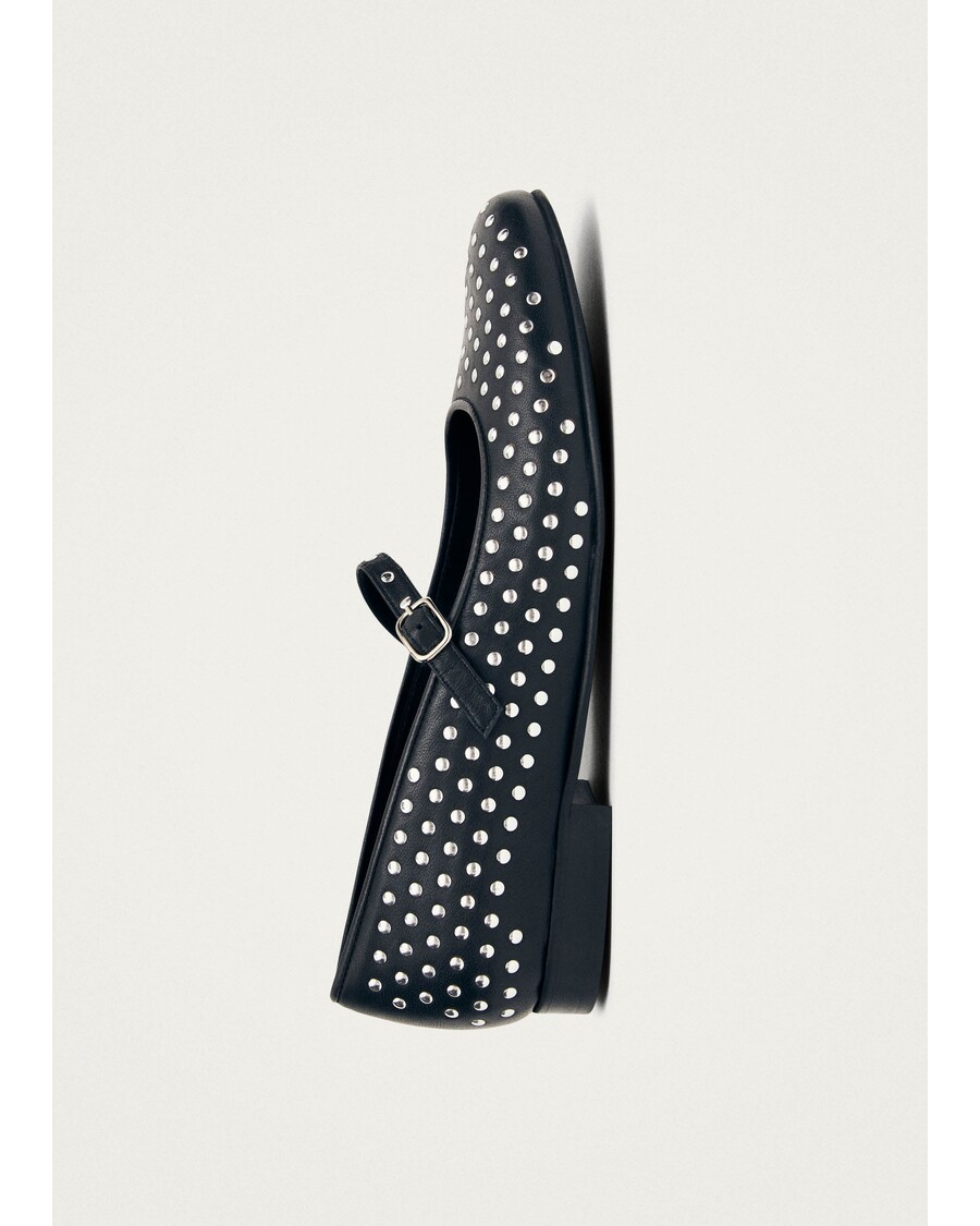 Alohas Lucien Black Leather Ballet Flats