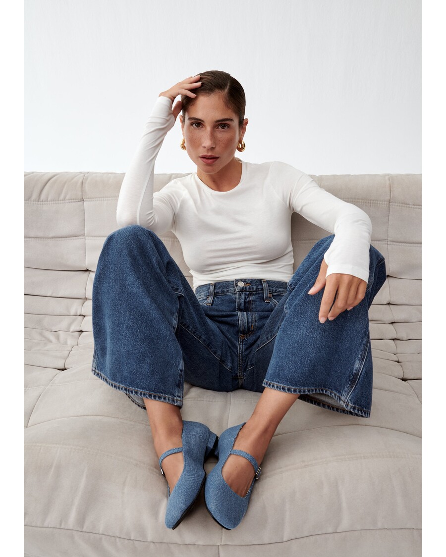 Alohas Por Do Sol Denim Blue Denim Ballet Flats