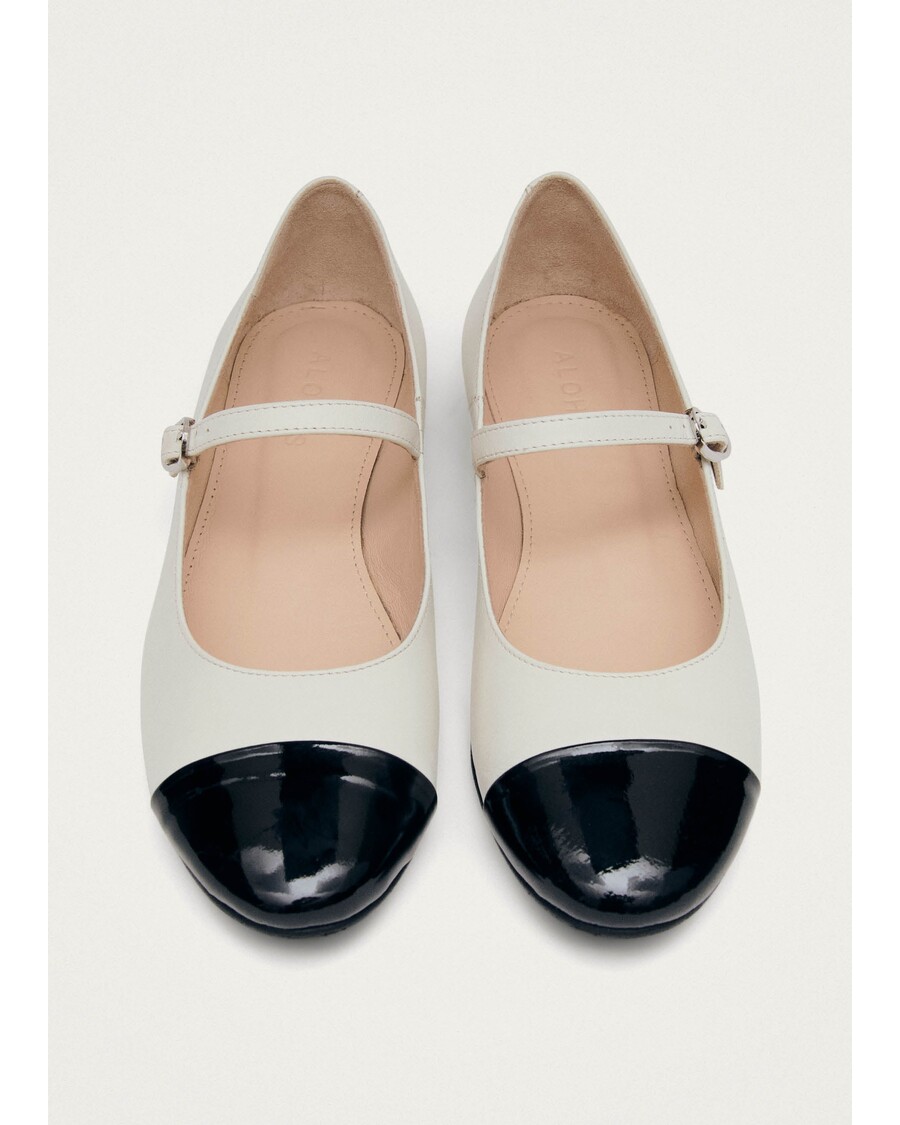 Alohas Musa Bicolor Black Cream Leather Ballet Flats