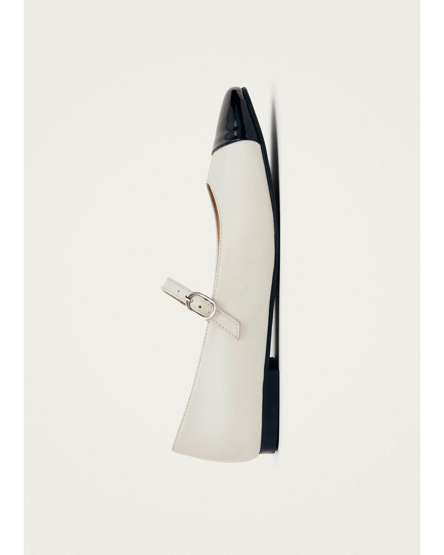 Alohas Musa Bicolor Black Cream Leather Ballet Flats