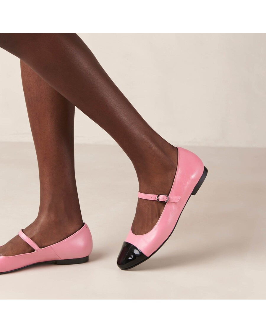 Alohas Musa Bicolor Black Pink Leather Ballet Flats