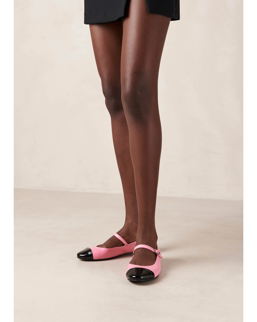 Alohas Musa Bicolor Black Pink Leather Ballet Flats