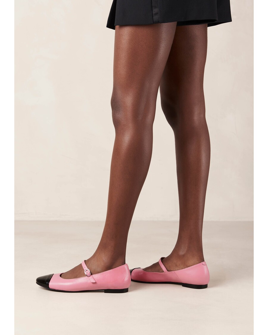Alohas Musa Bicolor Black Pink Leather Ballet Flats