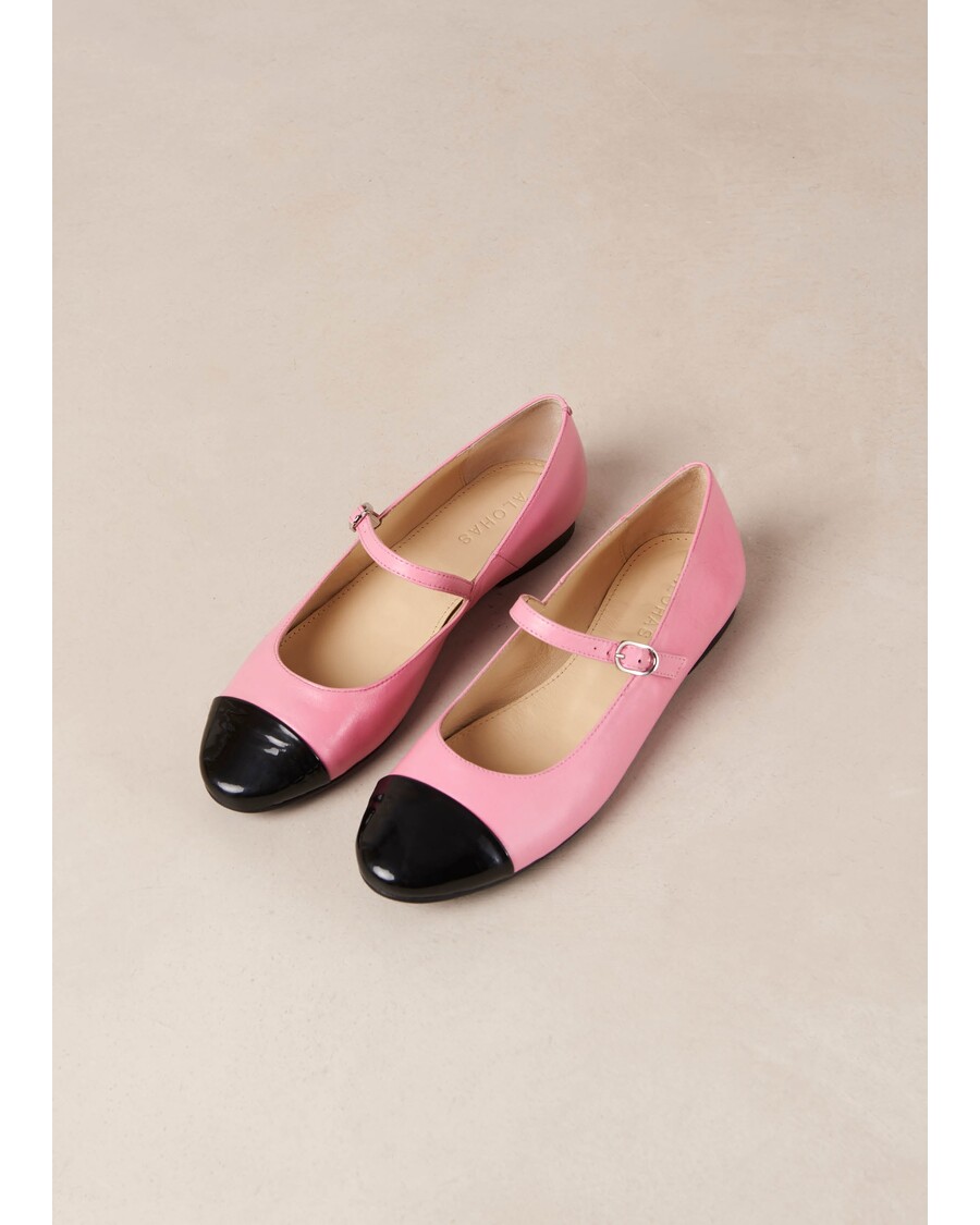 Alohas Musa Bicolor Black Pink Leather Ballet Flats