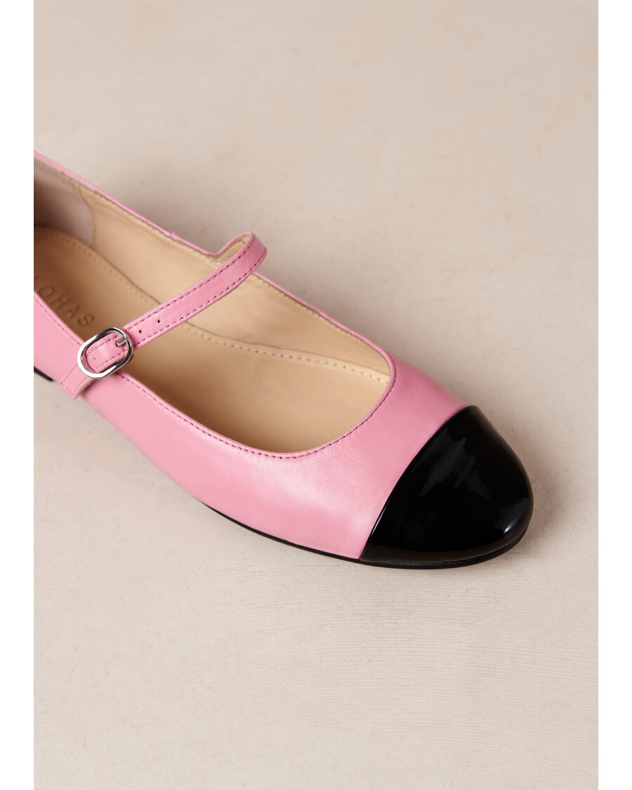 Alohas Musa Bicolor Black Pink Leather Ballet Flats