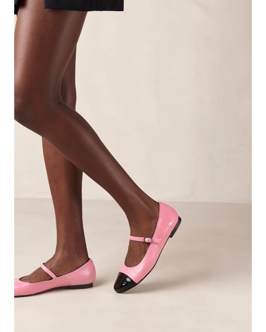 Alohas Musa Bicolor Black Pink Leather Ballet Flats
