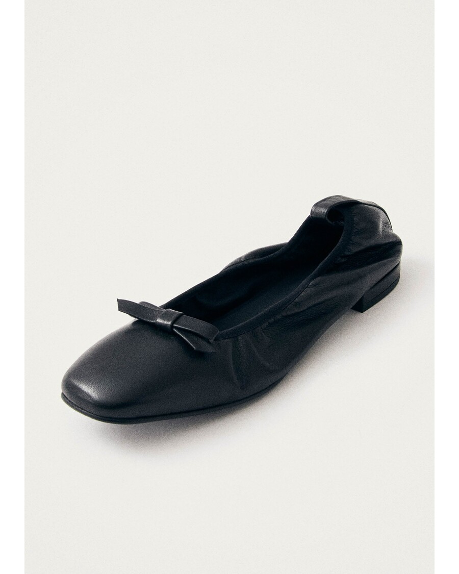 Alohas Freya Black Leather Ballet Flats